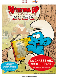 50e Festival BD Chambéry Savoie - 2, 3, 4 octobre 2026 - Parc des expositions. La chasse aux schtroumpfs du 5 au 27 septembre. Au programme également : expositions, animations et rendez-vous autour du Festival de la BD.