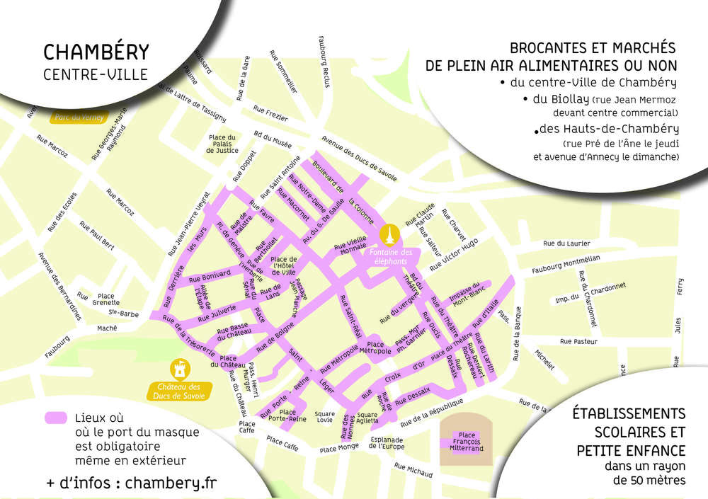 carte covid 19 - port du masque obligatoire en centre ville - carte du 17 août 2020
