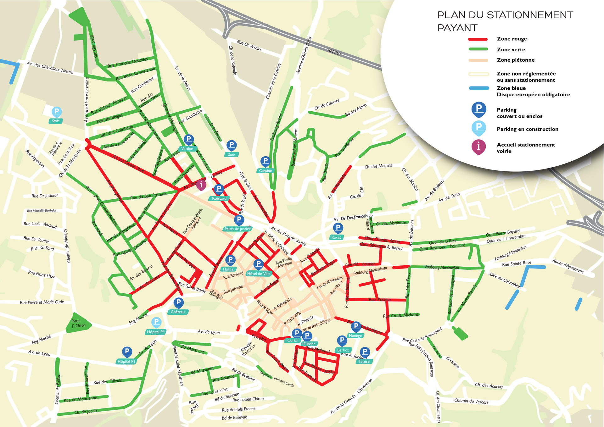 Plan de stationnement payant 2023 - Ville de Chambéry