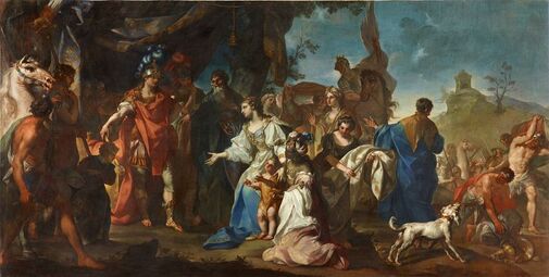 Peinture de Claudio Francesco Beaumont : La famille de Darius aux pieds d’Alexandre, vers 1750 Huile sur toile