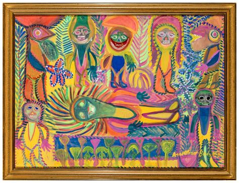 Anselme Boix-Vives, La mise au tombeau, 1964, gouache sur carton