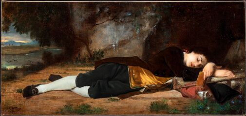 Jean-Baptiste Chatigny, Jean-Jacques Rousseau endormi dans la grotte des Etroits à Lyon, vers 1877