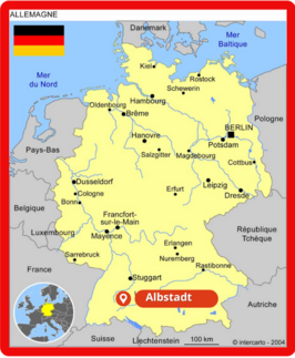 Carte d'Allemagne avec positionnement de la ville d'Albstadt