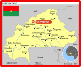 Carte du Burkina Faso avec le positionnement géographique de Ouahigouya au Nord du pays
